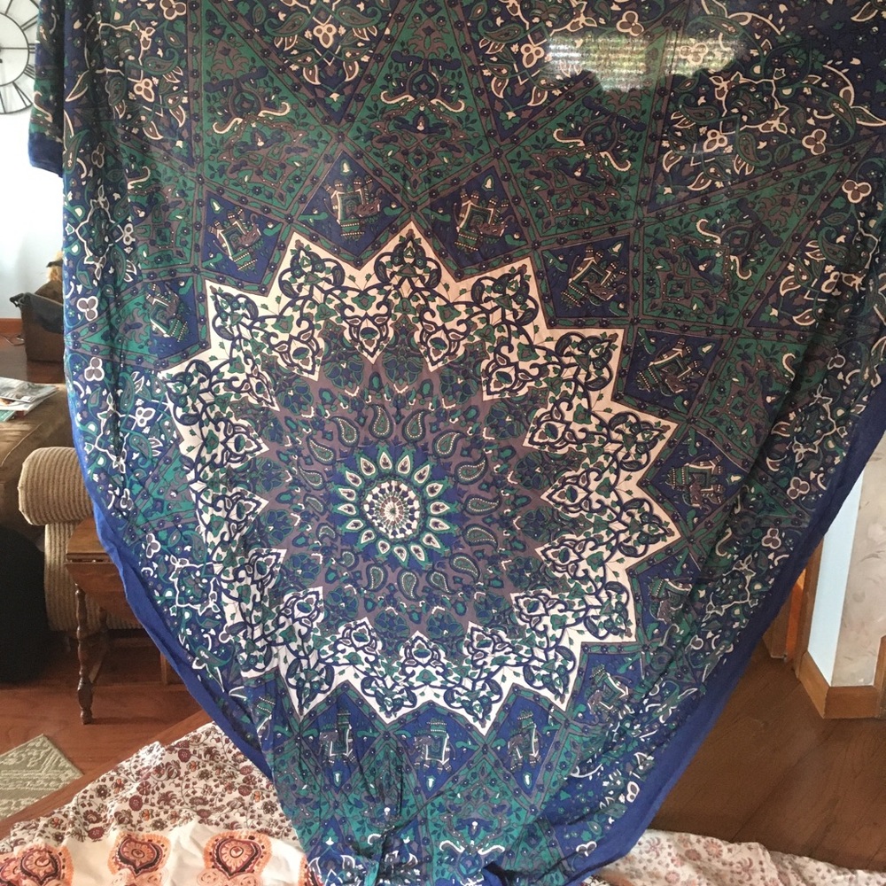 Blue and turquoise tapestry